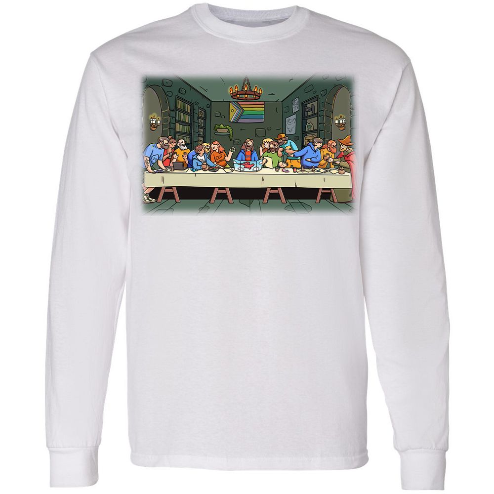 DnD Characters Pride Themed The Last Supper Shirt Long Sleeve T-Shirt - White - 5