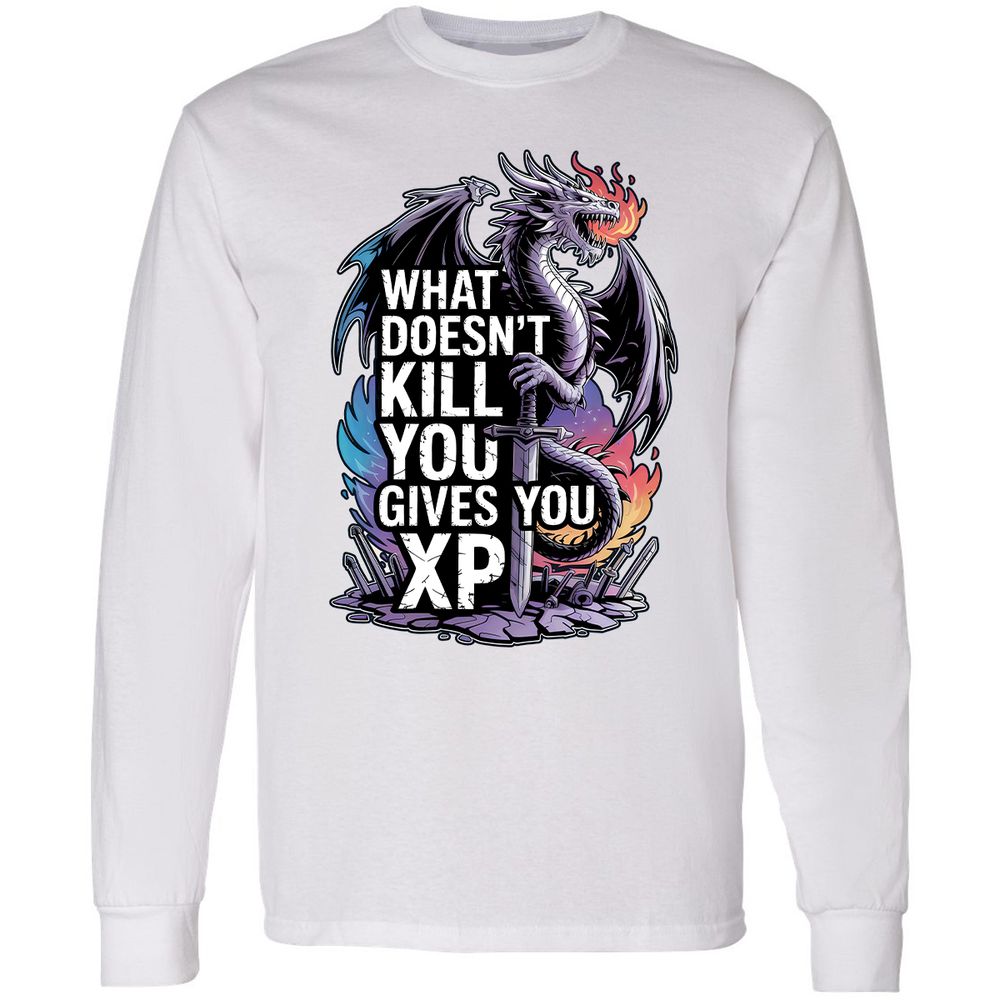 What Doesn't Kill You Dragon Long Sleeve T-Shirt - White - 5