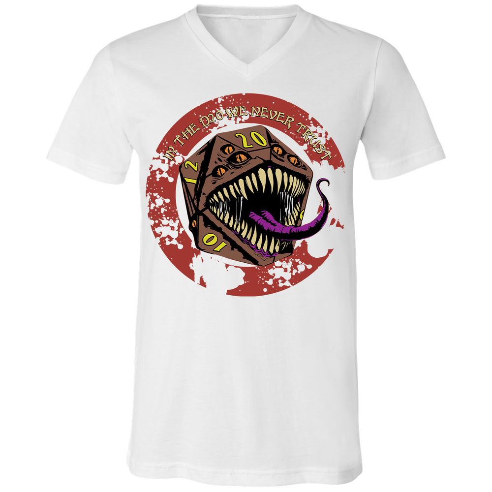 In The D20 We Never Trust Unisex V-Neck T-Shirt - White - 5