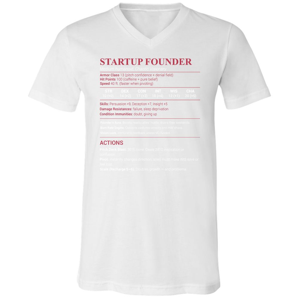 Startup Founder Unisex V-Neck T-Shirt - White - 5