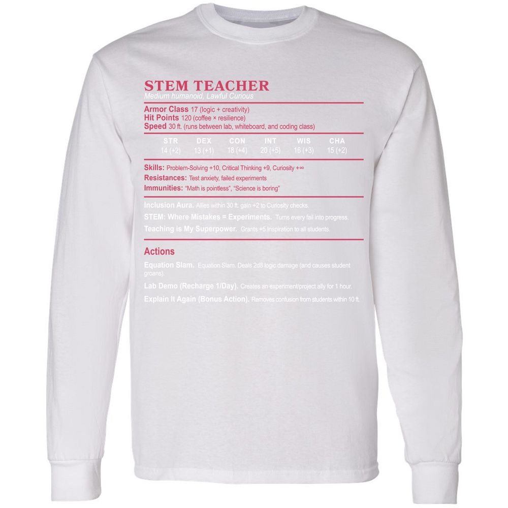 STEM TEACHER Long Sleeve T-Shirt - White - 5