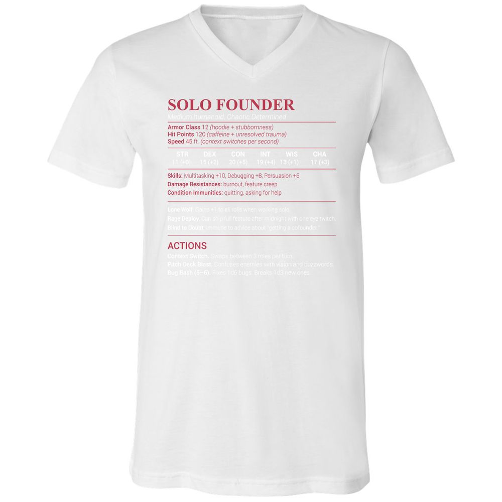 Solo Founder Unisex V-Neck T-Shirt - White - 5