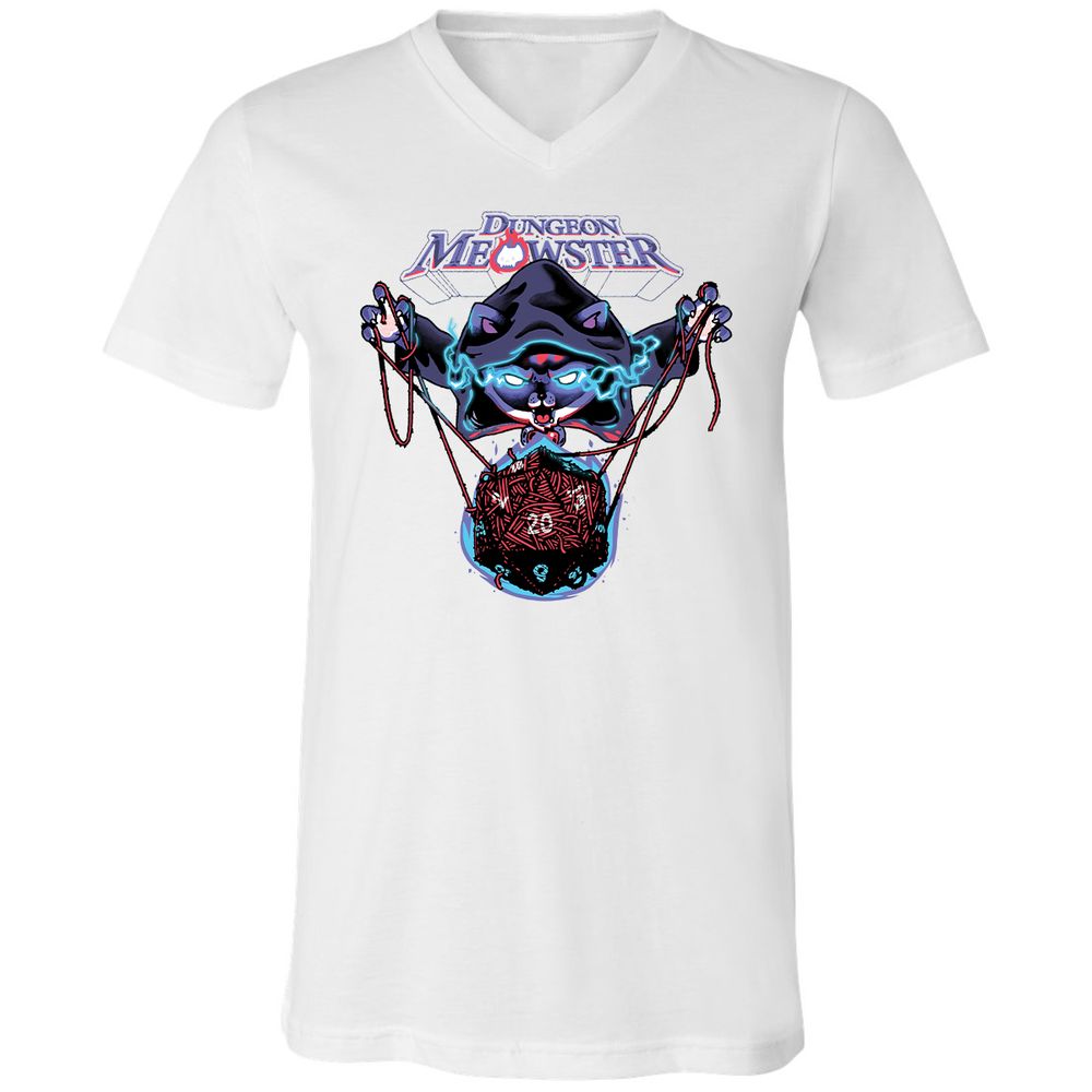 Dungeon Meowster Unisex V-Neck T-Shirt - White - 5