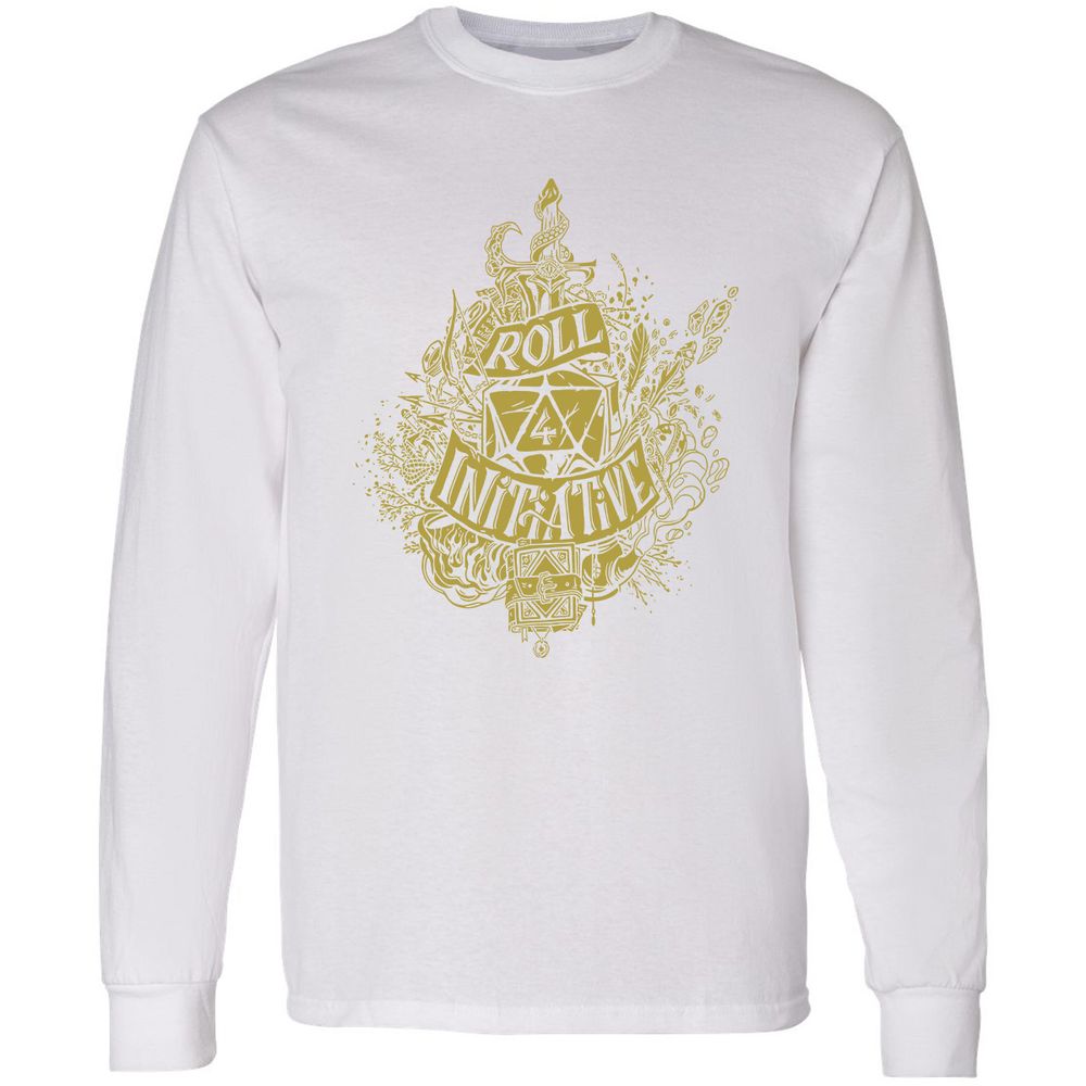 Roll Initiative Long Sleeve T-Shirt - White - 5
