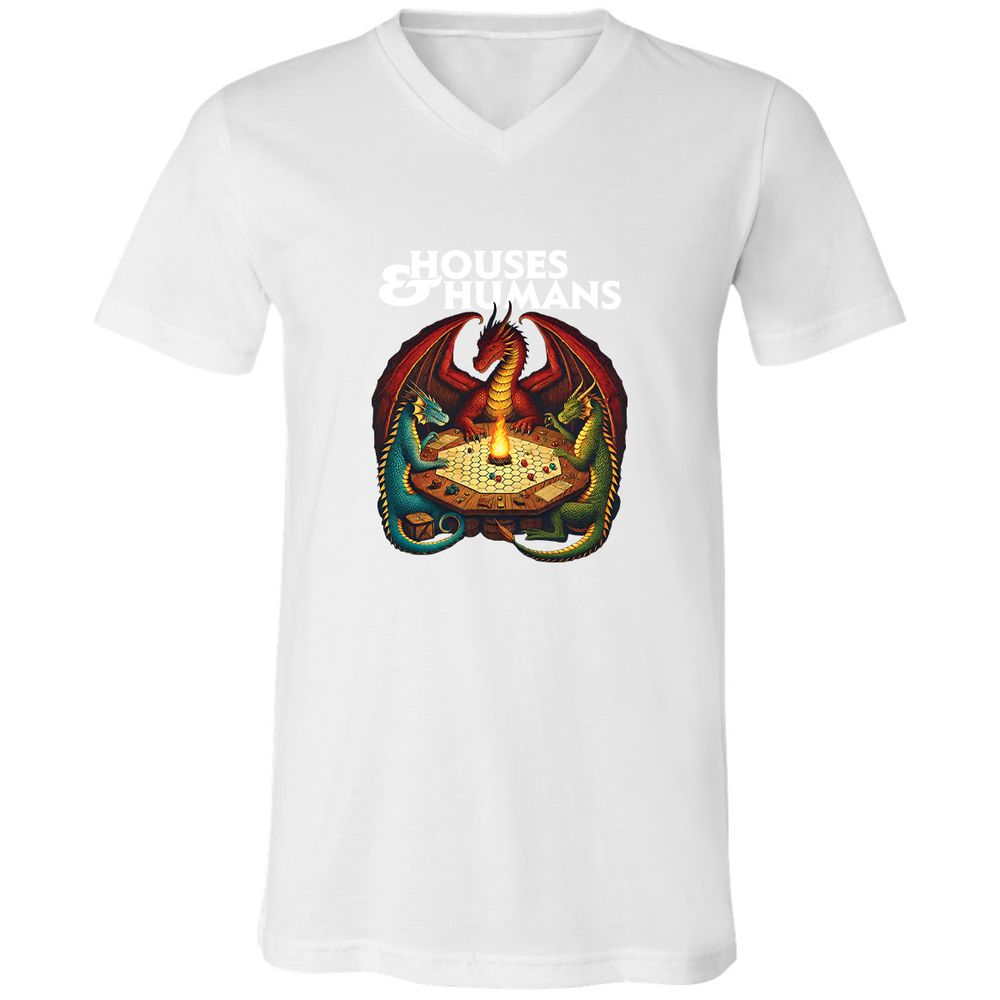 Houses & Humans Unisex V-Neck T-Shirt - White - 5