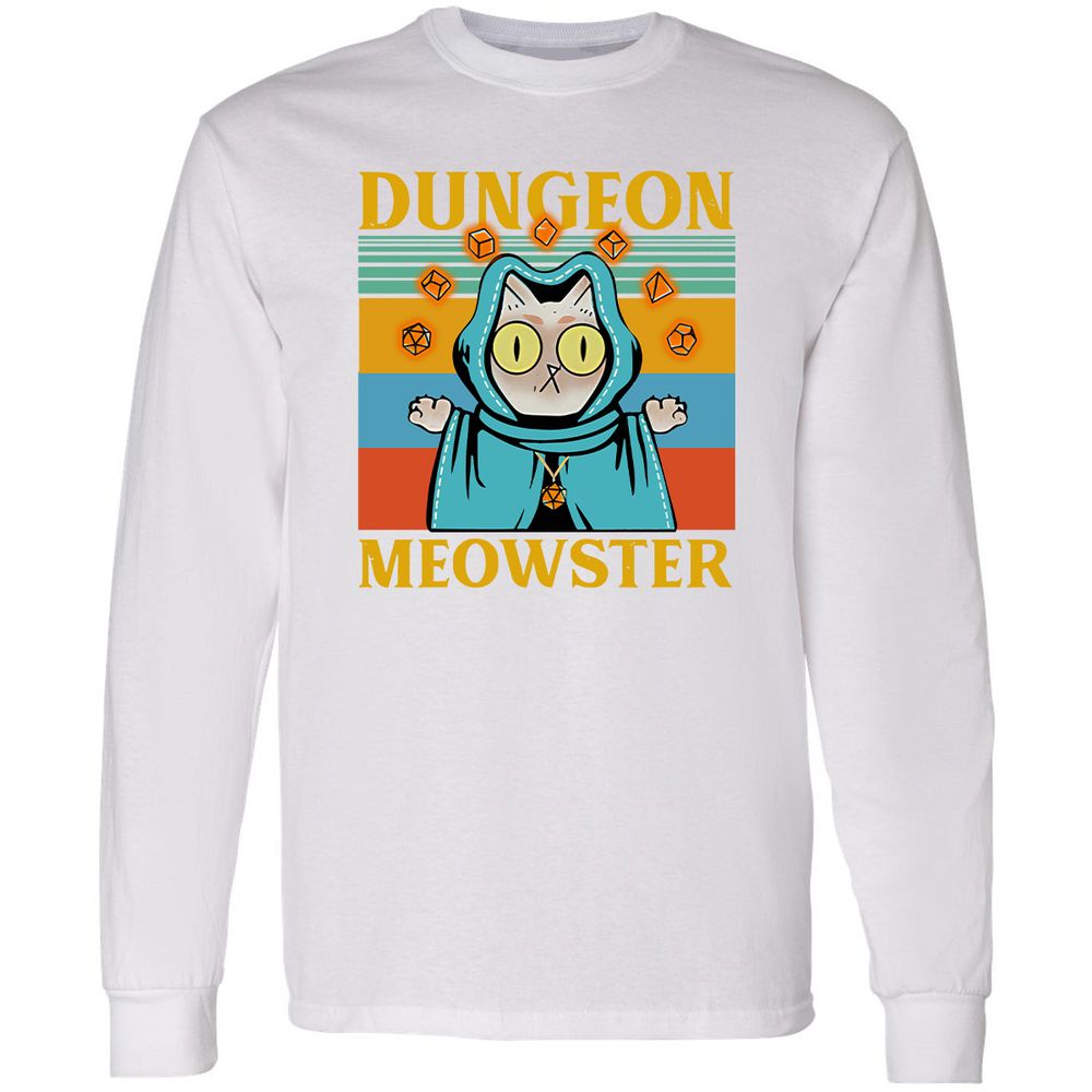 Dungeon Meowster Long Sleeve T-Shirt - White - 5