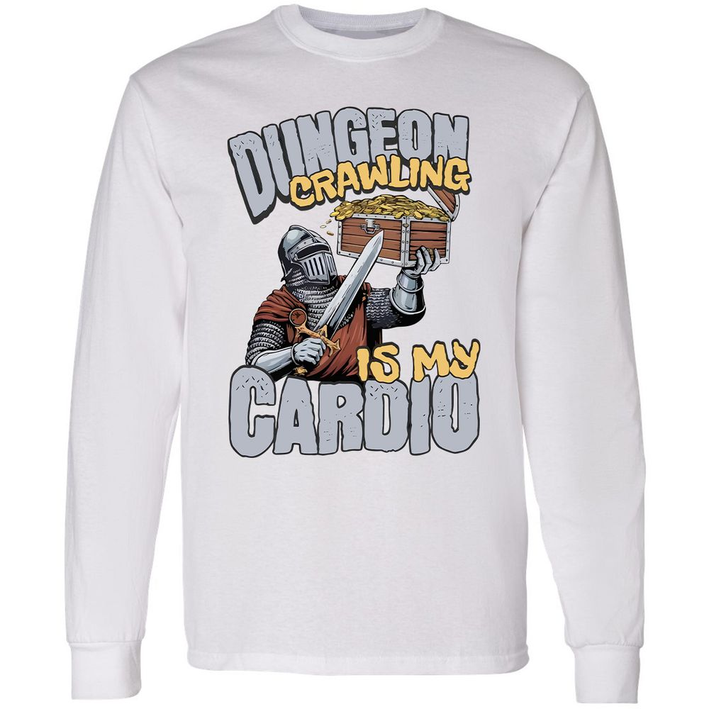 Dungeon Crawling Is My Cardio Long Sleeve T-Shirt - White - 5