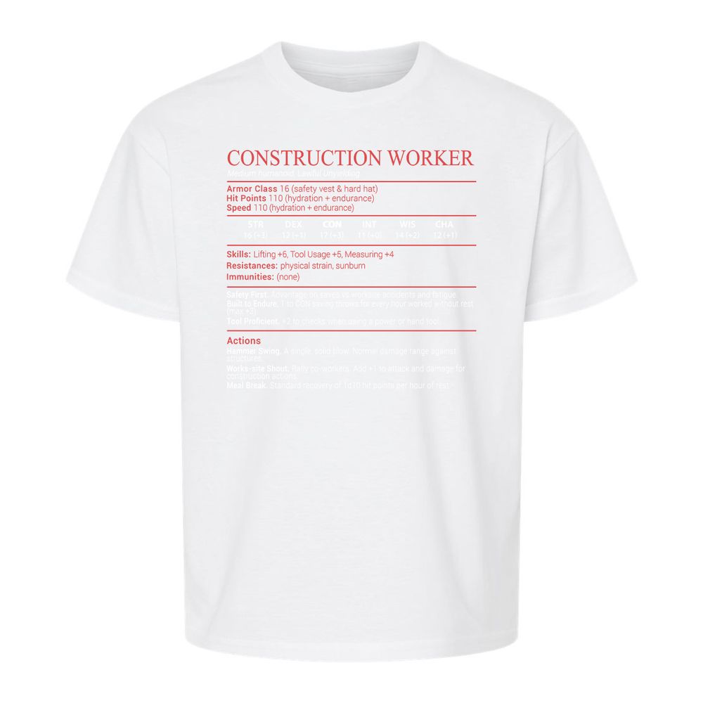 Construction Worker Stats Block - White - 5