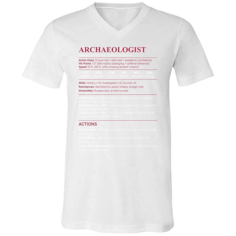 ARCHAEOLOGIST Unisex V-Neck T-Shirt - White - 5
