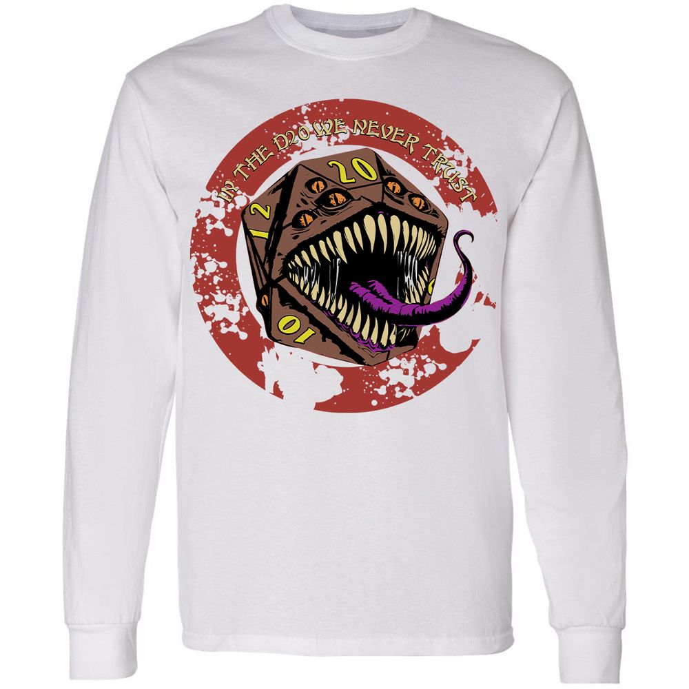 In The D20 We Never Trust Long Sleeve T-Shirt - White - 5