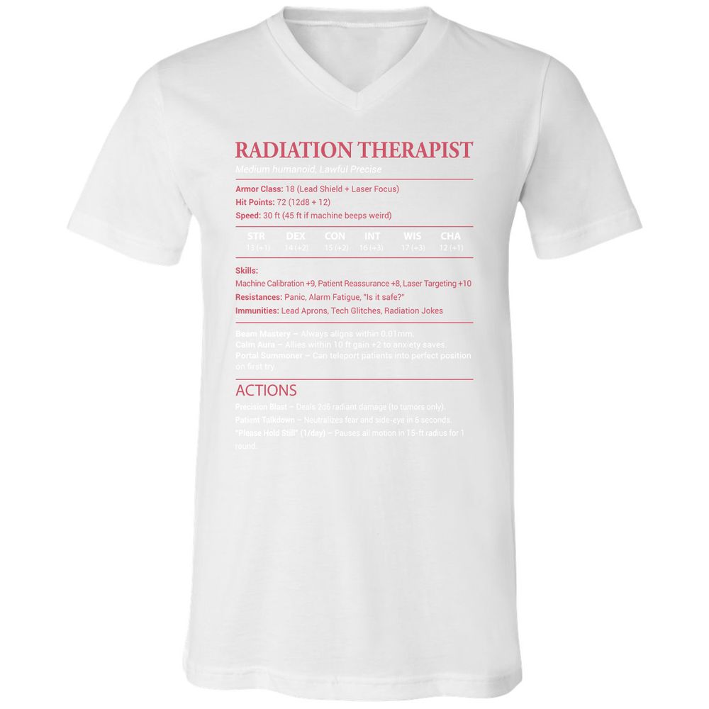Radiation Therapist Unisex V-Neck T-Shirt - White - 5