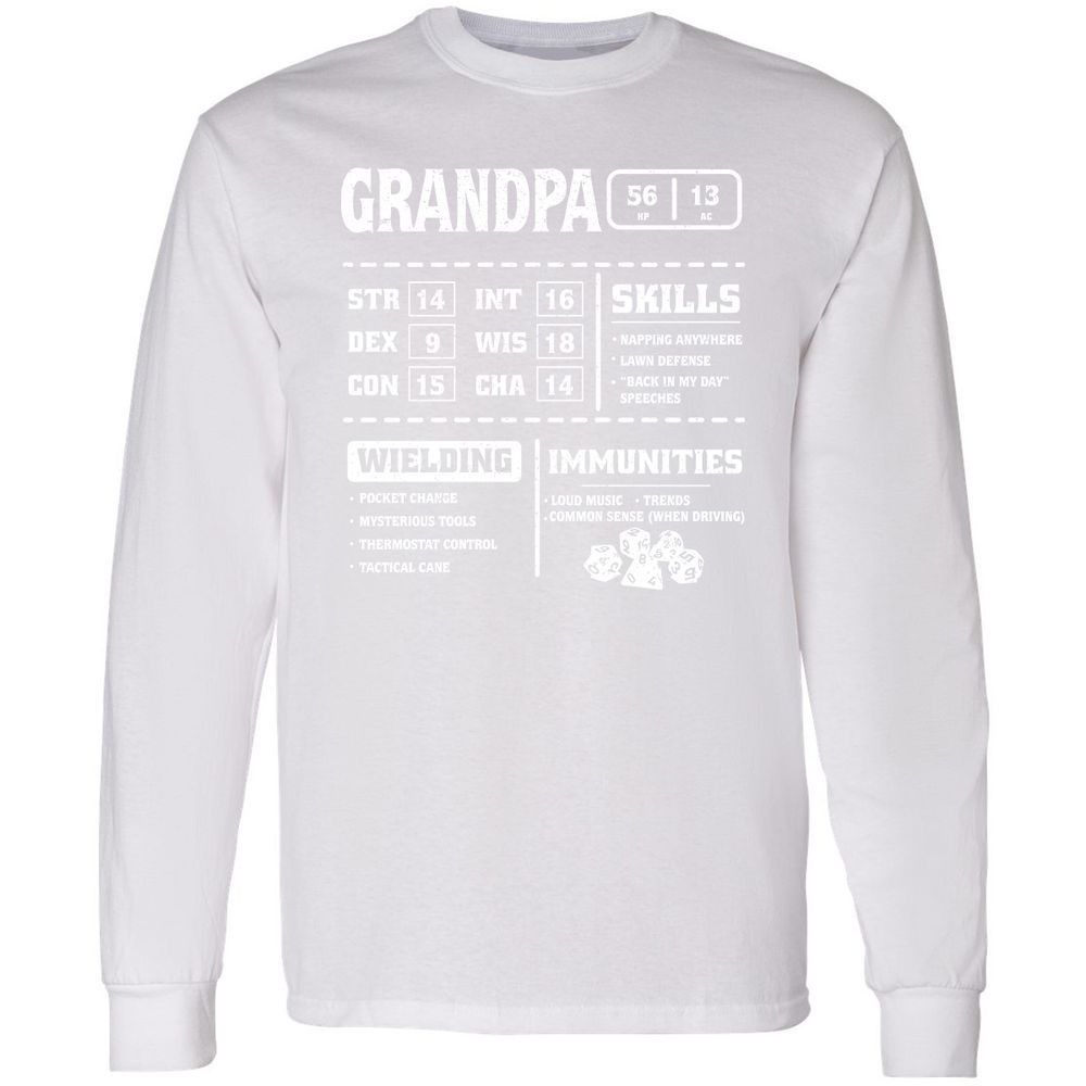 Grandpa Stats 2 Long Sleeve T-Shirt - White - 5