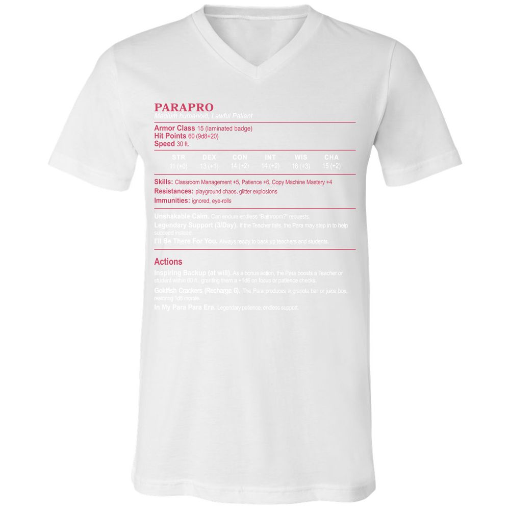 para Unisex V-Neck T-Shirt - White - 5