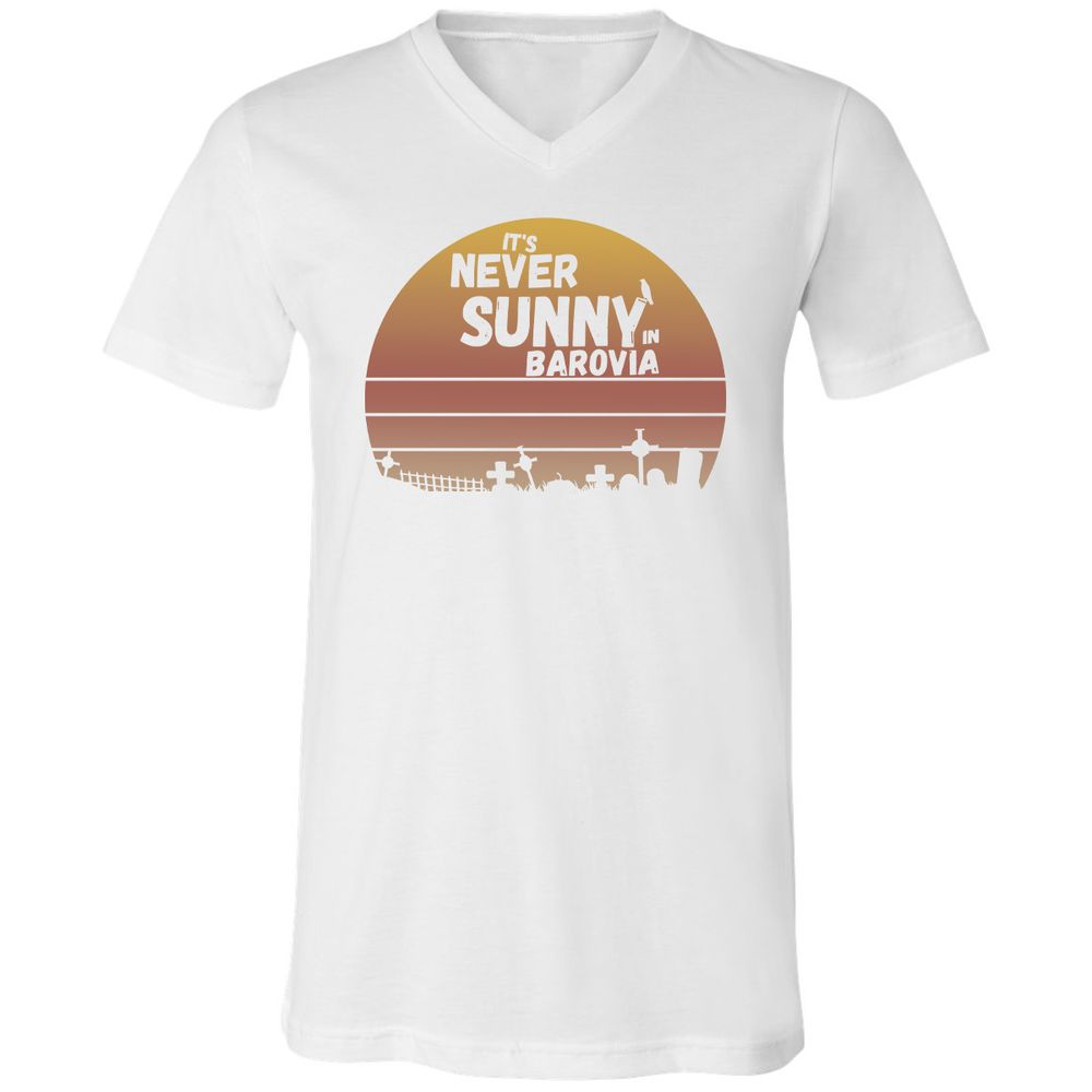 Vintage It's Never Sunny In Barovia Unisex V-Neck T-Shirt - White - 5