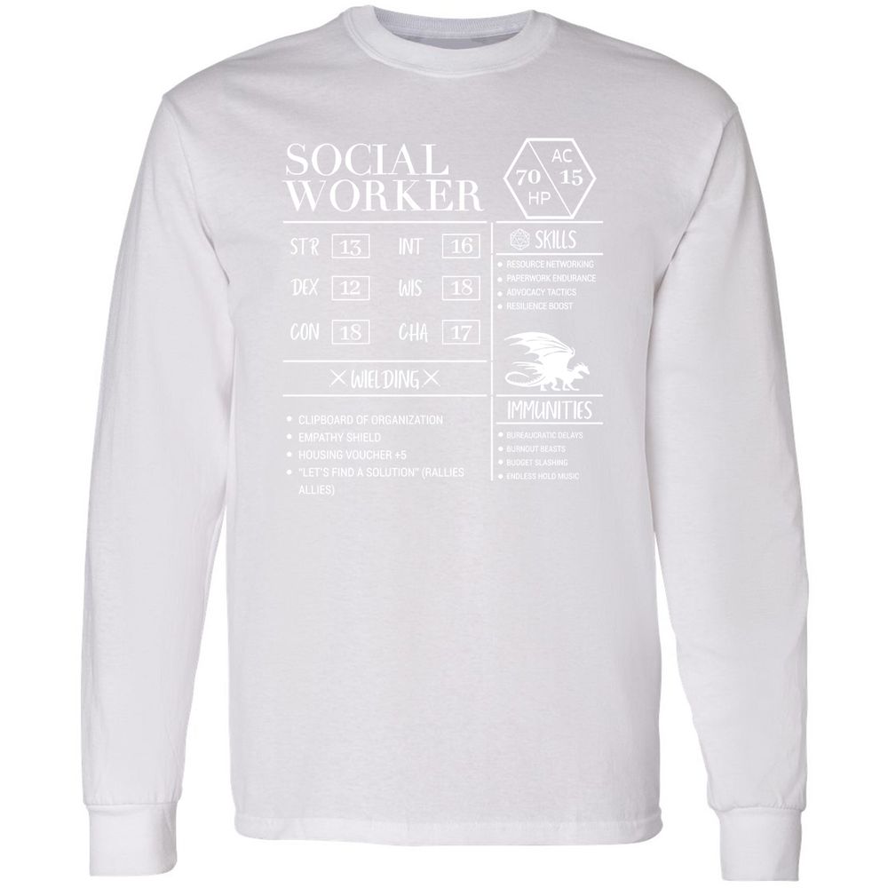 Social Worker New Long Sleeve T-Shirt - White - 5