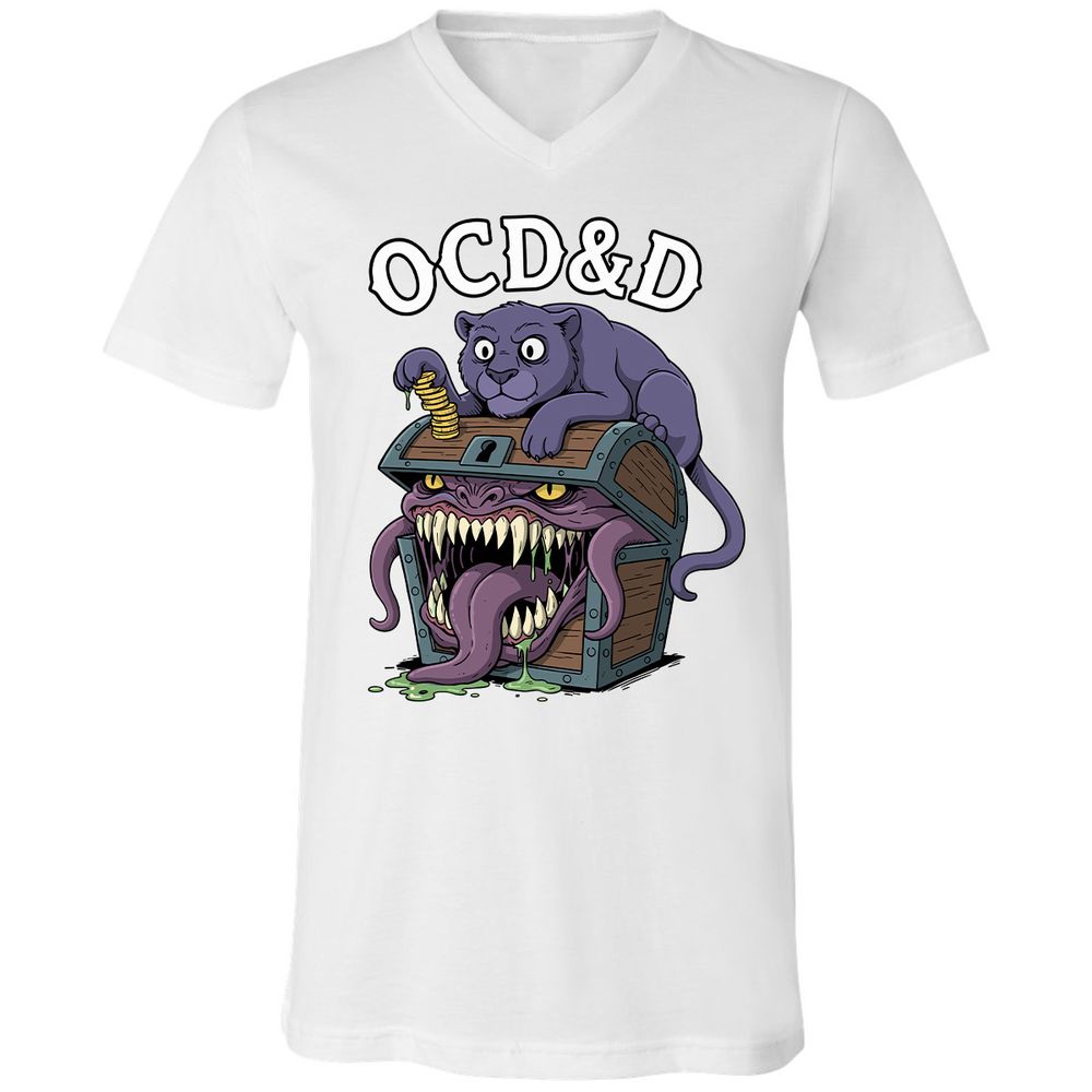 OCD&D Unisex V-Neck T-Shirt - White - 5