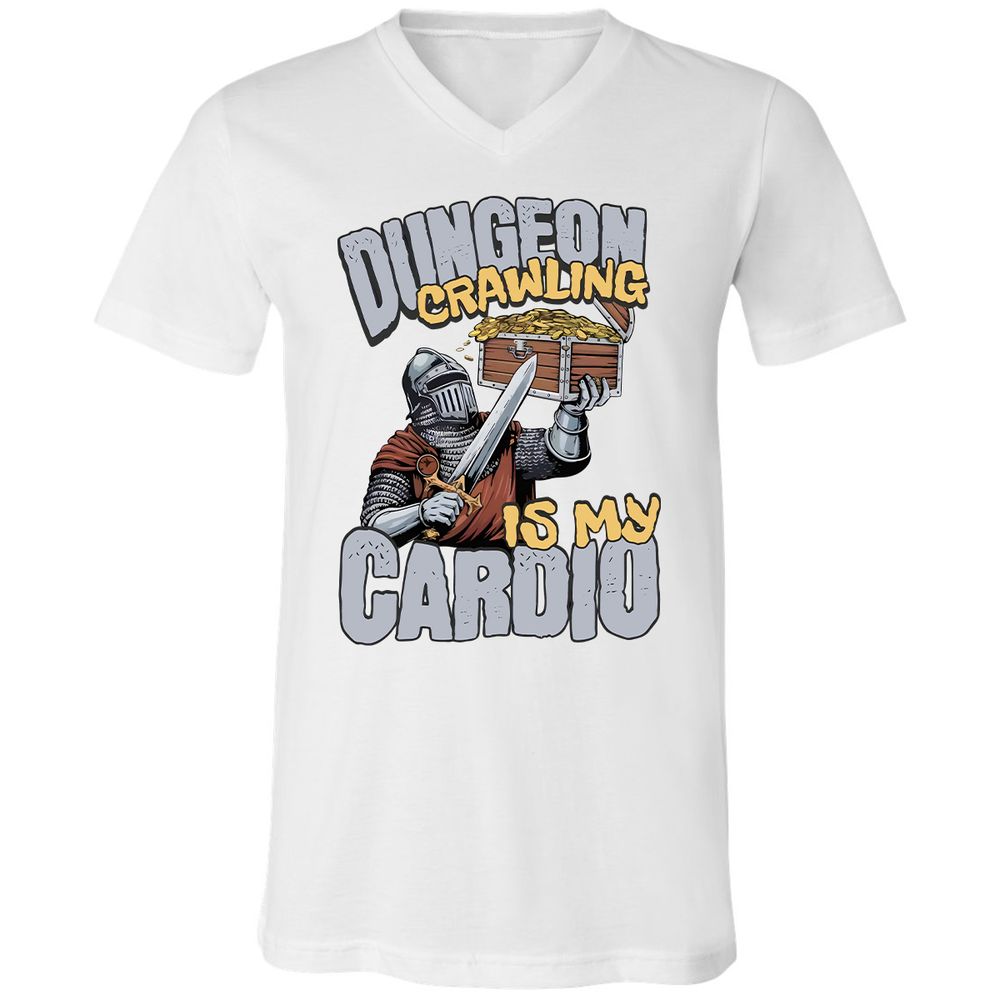 Dungeon Crawling Is My Cardio Unisex V-Neck T-Shirt - White - 5