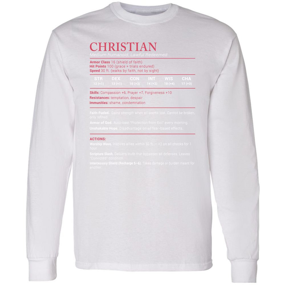 Chistian Stats Long Sleeve T-Shirt - White - 5