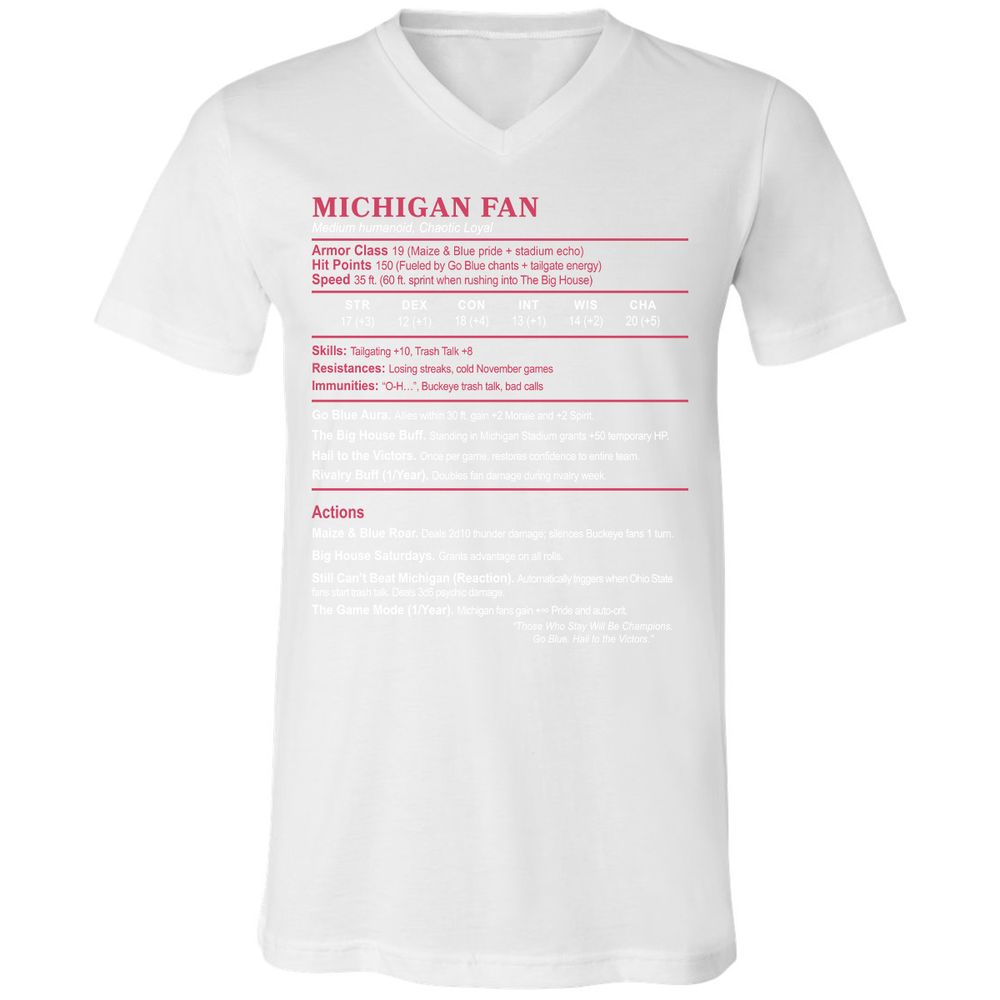 MICHIGAN FAN Unisex V-Neck T-Shirt - White - 5