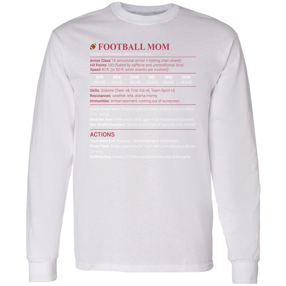 Football Mom Long Sleeve T-Shirt - White - 5