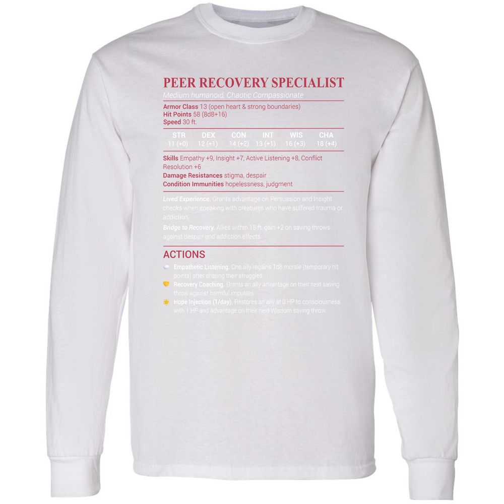 Peer Recovery Specialist Long Sleeve T-Shirt - White - 5