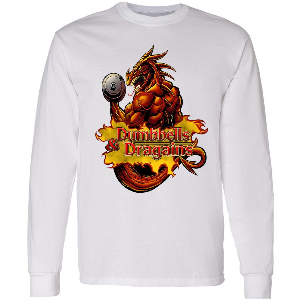 Dumbbells & Dragains Long Sleeve T-Shirt - White - 5