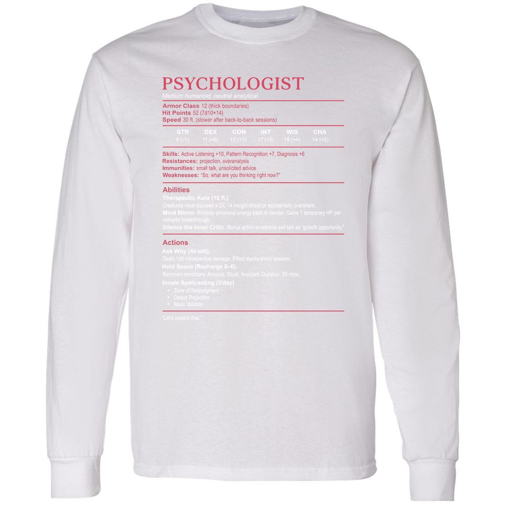 Psychologist Stats Long Sleeve T-Shirt - White - 5