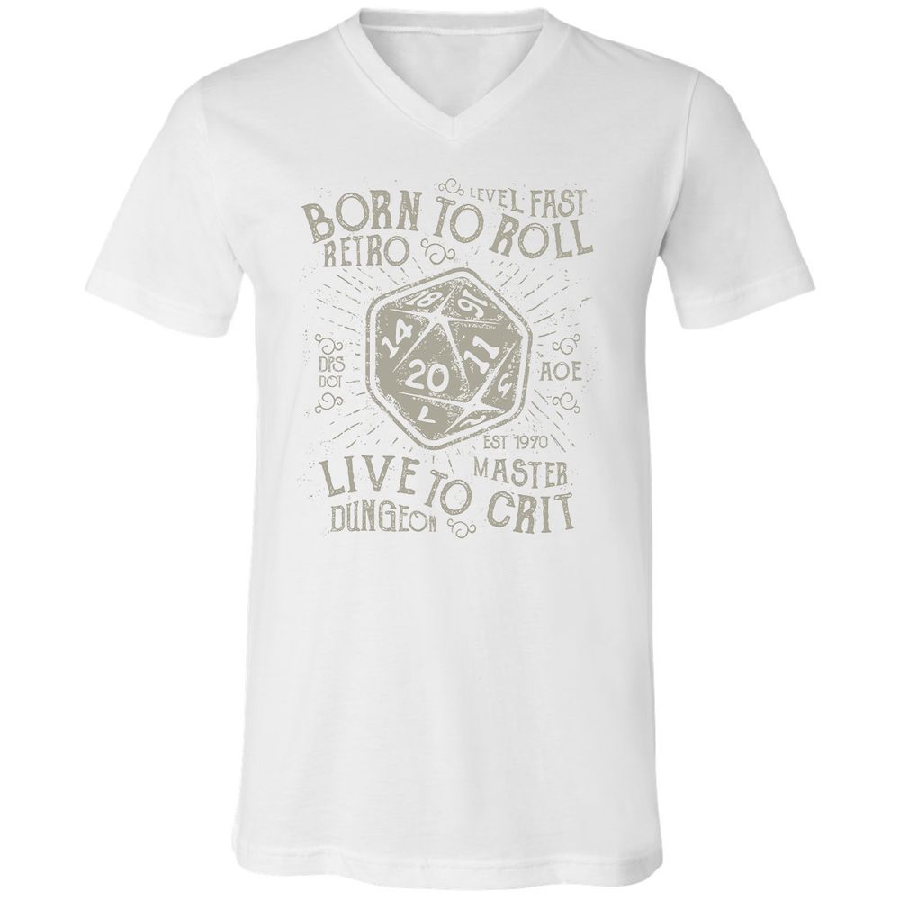 Born To Roll Live To Crit Unisex V-Neck T-Shirt - White - 5