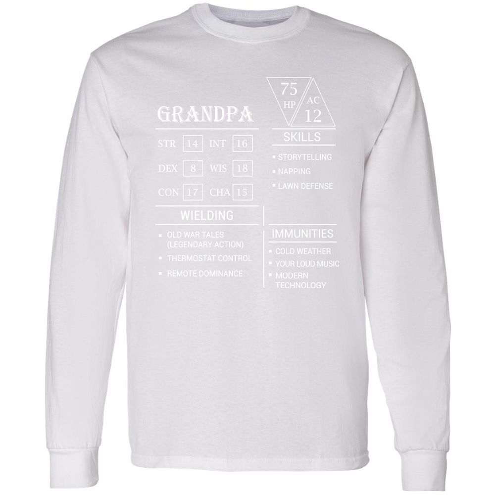 Grandpa Stats Long Sleeve T-Shirt - White - 5
