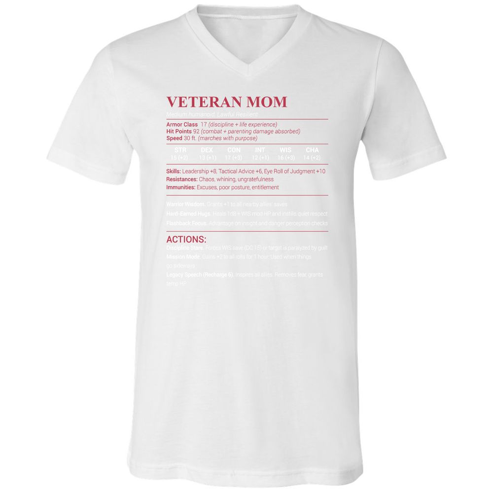 Veteran Mom Unisex V-Neck T-Shirt - White - 5