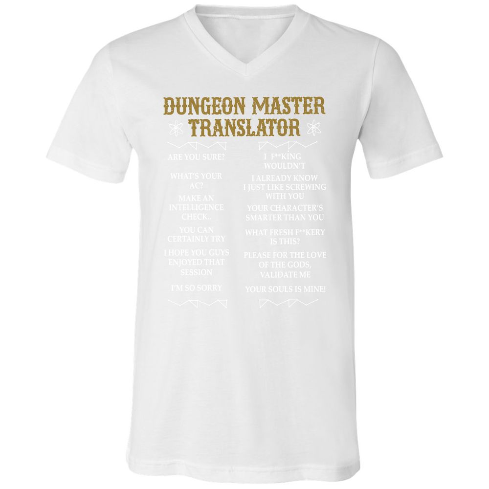 Dungeon Master Translator Unisex V-Neck T-Shirt - White - 5