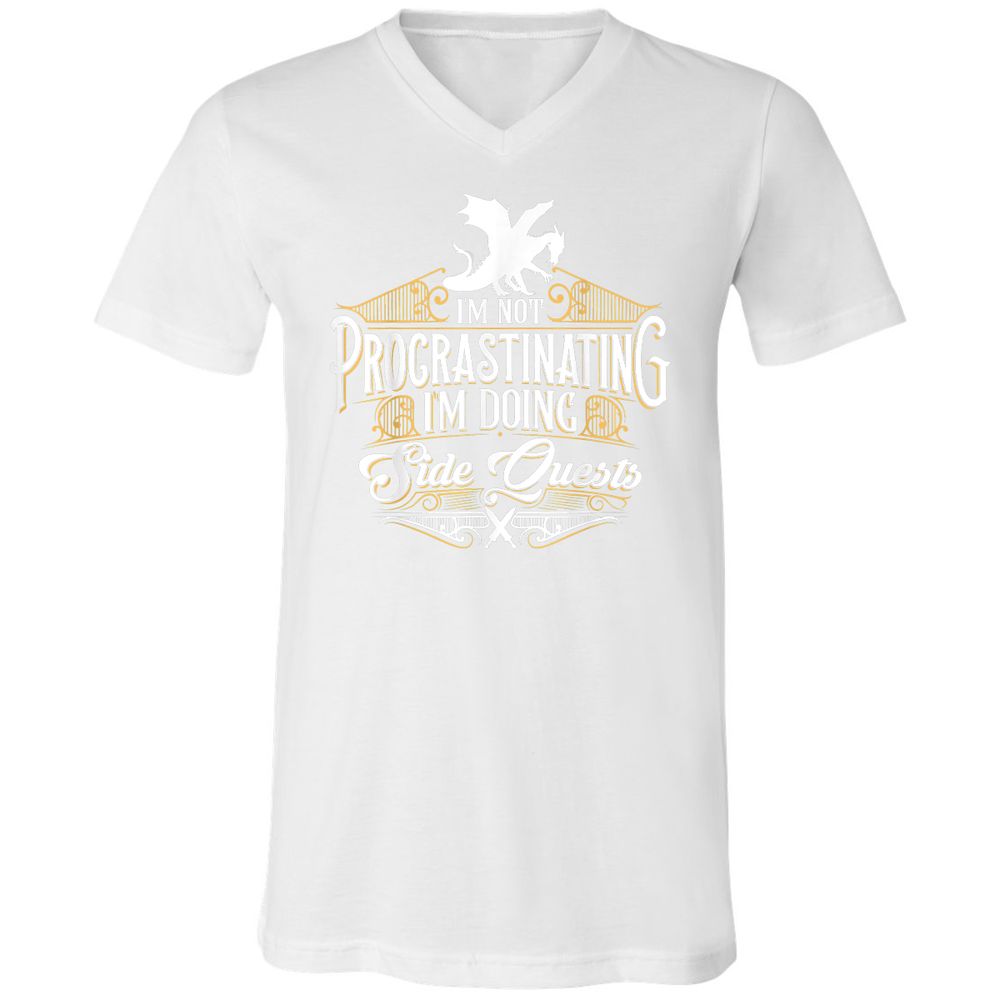I'm Doing Side Quests Unisex V-Neck T-Shirt - White - 5