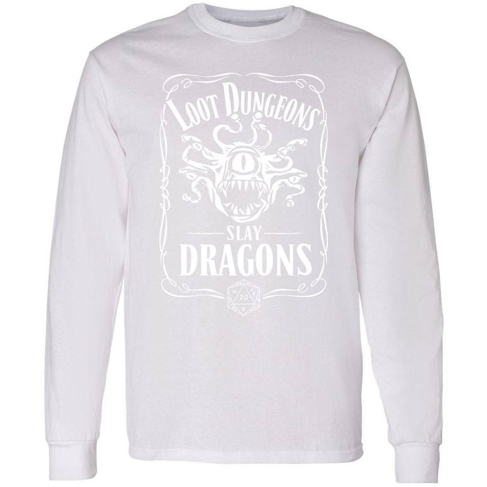 Loot Dungeon Slay Dragons Long Sleeve T-Shirt - White - 5