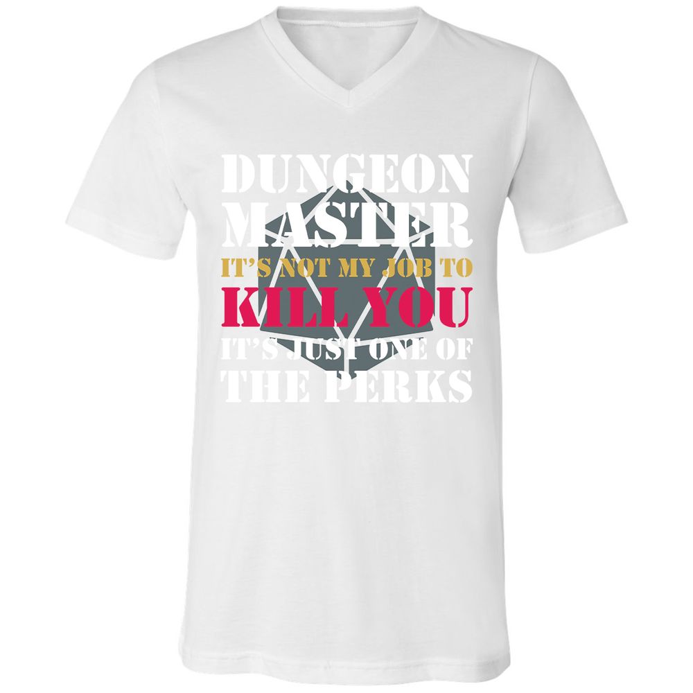 DUNGEON MASTER NOT MY JOB Unisex V-Neck T-Shirt - White - 5