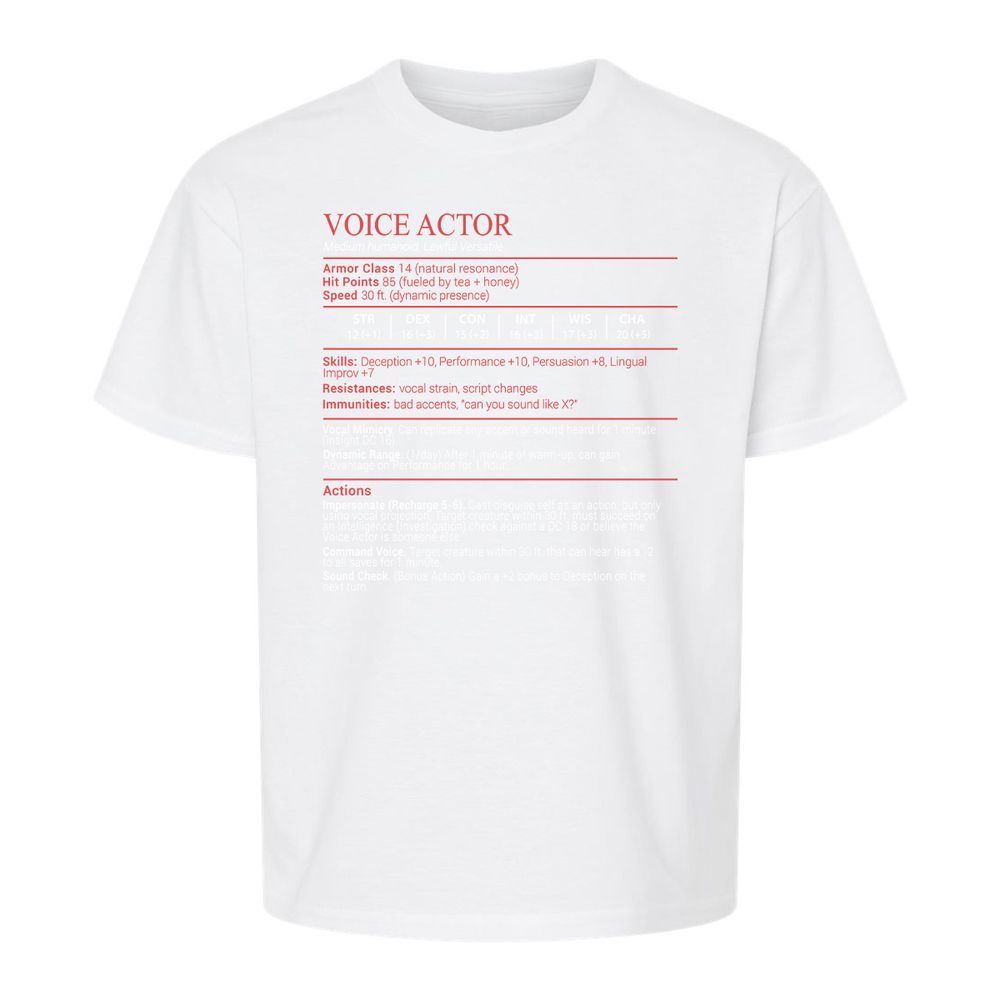 Voice Actor Stats Block - White - 5