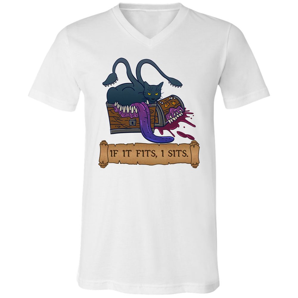 If It Fits I Sits Unisex V-Neck T-Shirt - White - 5
