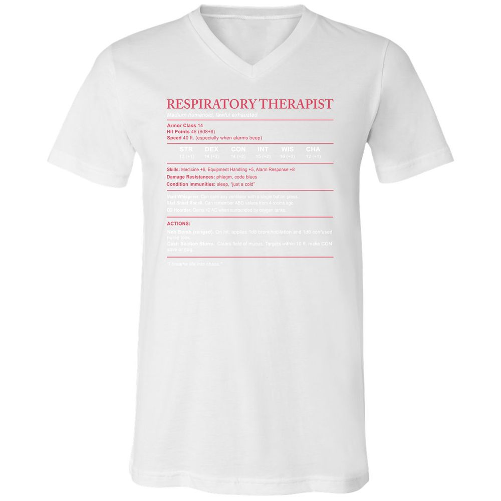 Respiratory Therapist Unisex V-Neck T-Shirt - White - 5