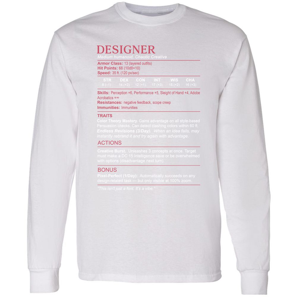 Designer Stats Long Sleeve T-Shirt - White - 5