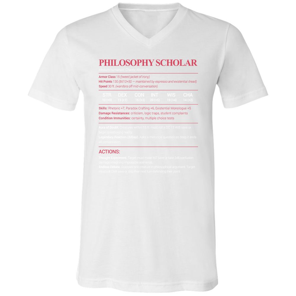 Philosophy Scholar Unisex V-Neck T-Shirt - White - 5