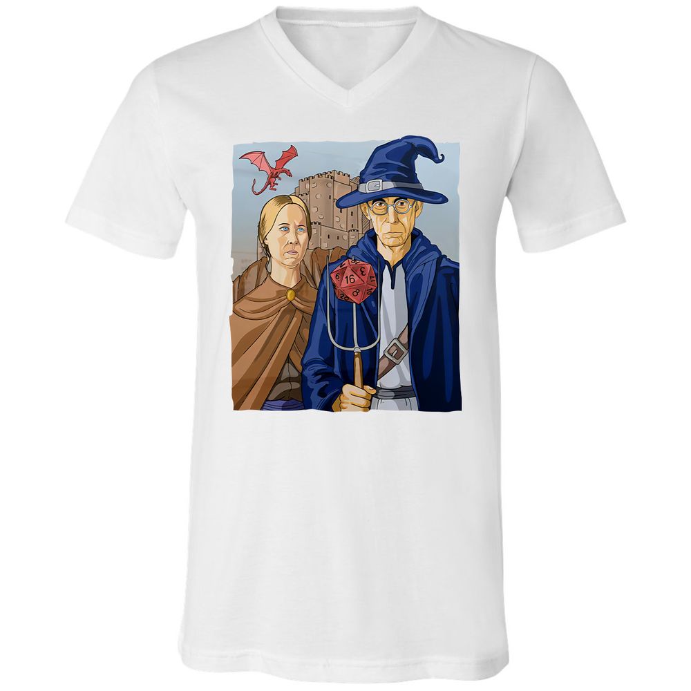 DnD Gothic Unisex V-Neck T-Shirt - White - 5