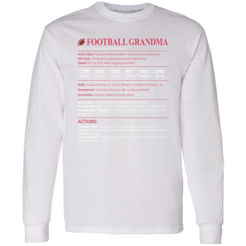 Football Grandma Long Sleeve T-Shirt - White - 5