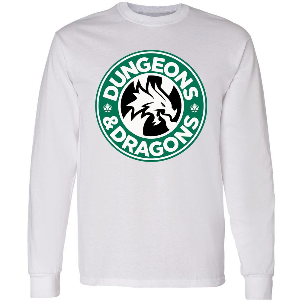 D&D Coffee Long Sleeve T-Shirt - White - 5
