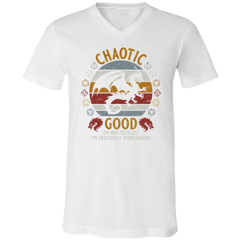Chaotic Good Unisex V-Neck T-Shirt - White - 5