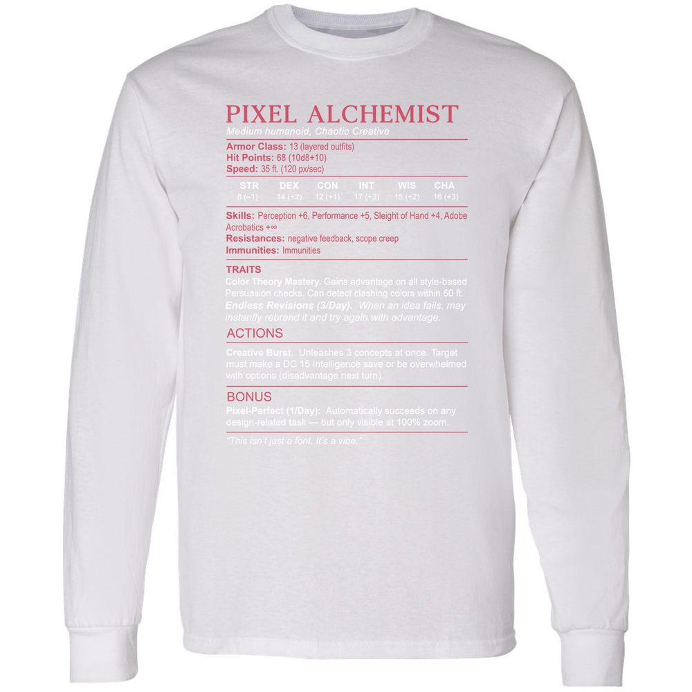 Designer Stats (Pixel Alchemist) Long Sleeve T-Shirt - White - 5