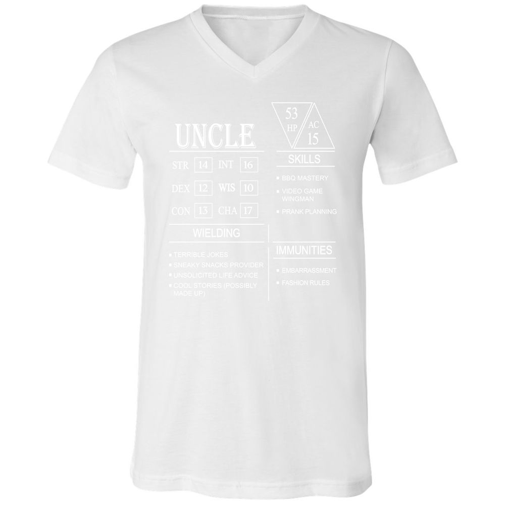 Uncle Stats Unisex V-Neck T-Shirt - White - 5