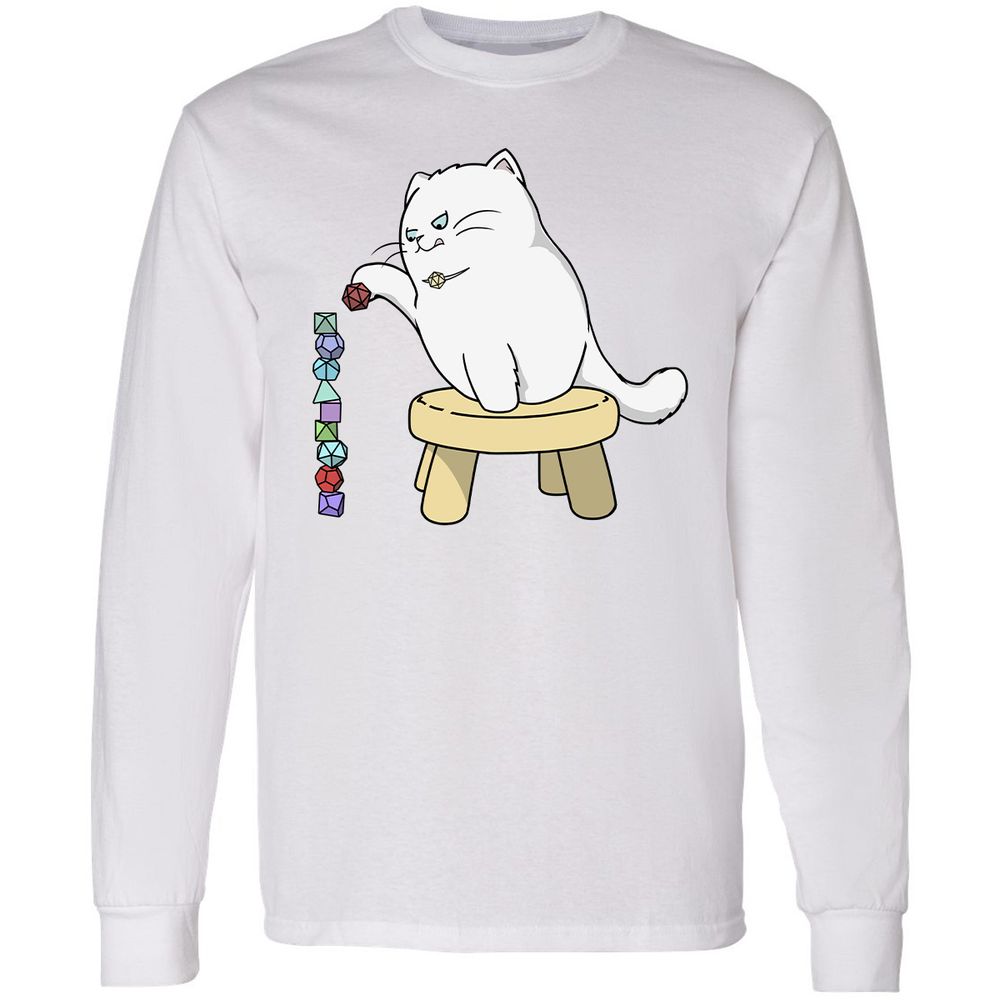 Cat Stacking Dice Long Sleeve T-Shirt - White - 5