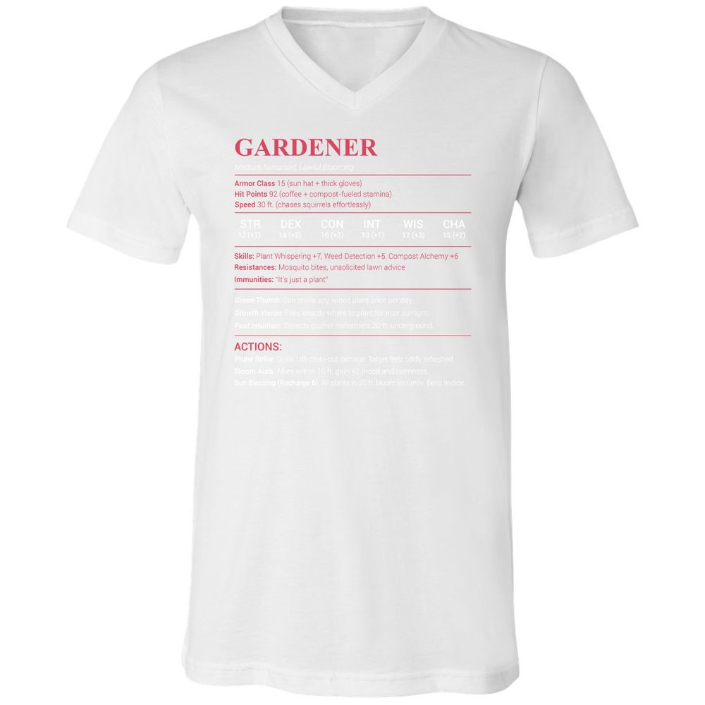 Gardener Stats Unisex V-Neck T-Shirt - White - 5