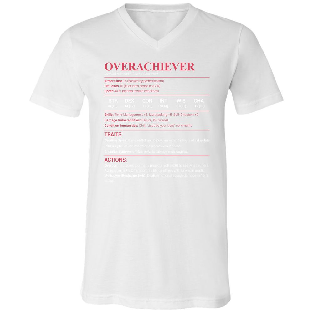 Overachiever Unisex V-Neck T-Shirt - White - 5
