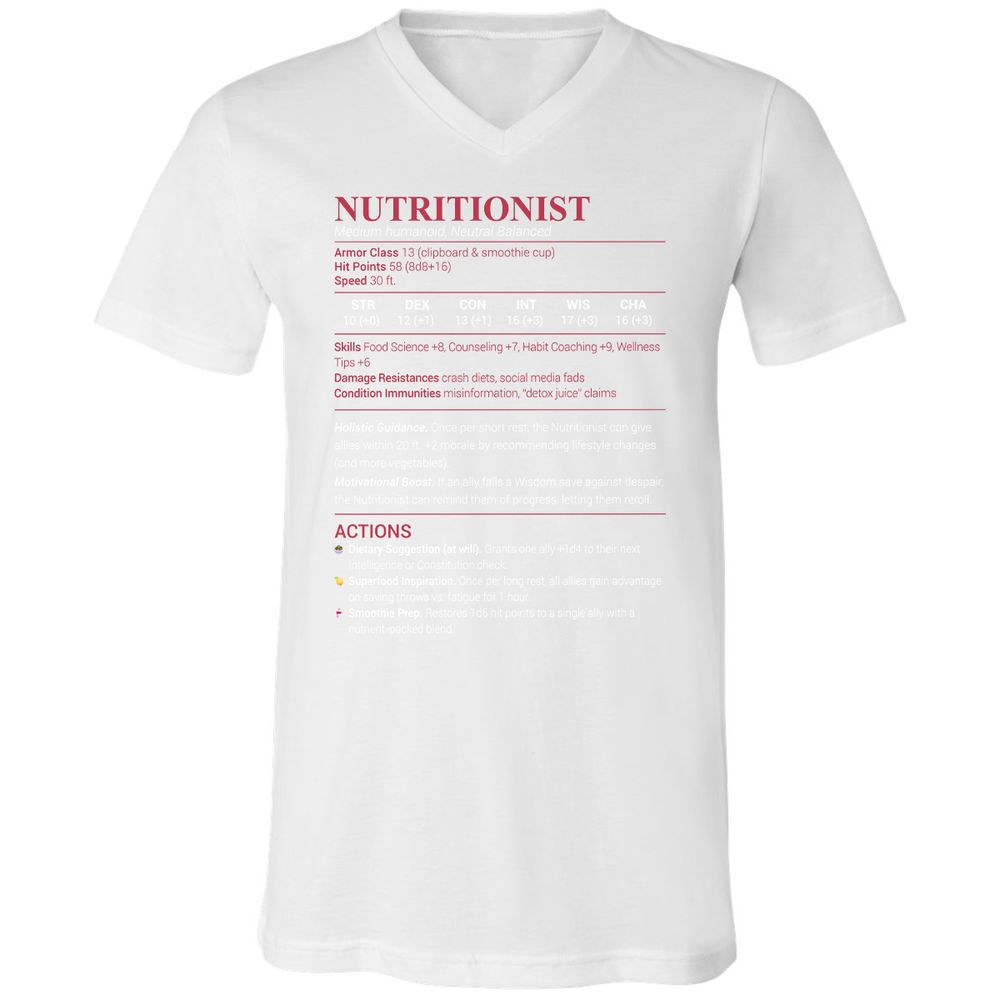Nutritionist Unisex V-Neck T-Shirt - White - 5