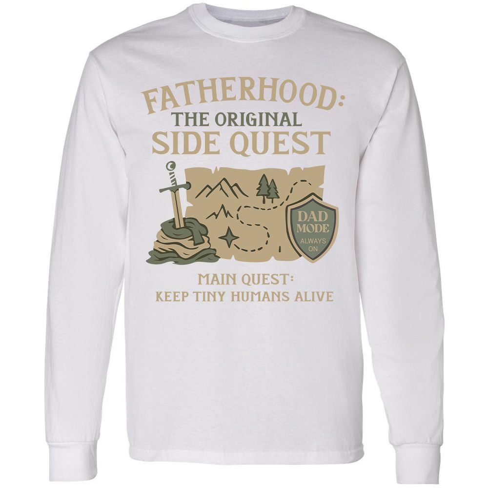 Fatherhood The Original Side Quest Long Sleeve T-Shirt - White - 5